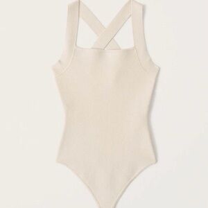 Abercrombie & Fitch Knit Halter Cross back Bodysuit - Beige Small